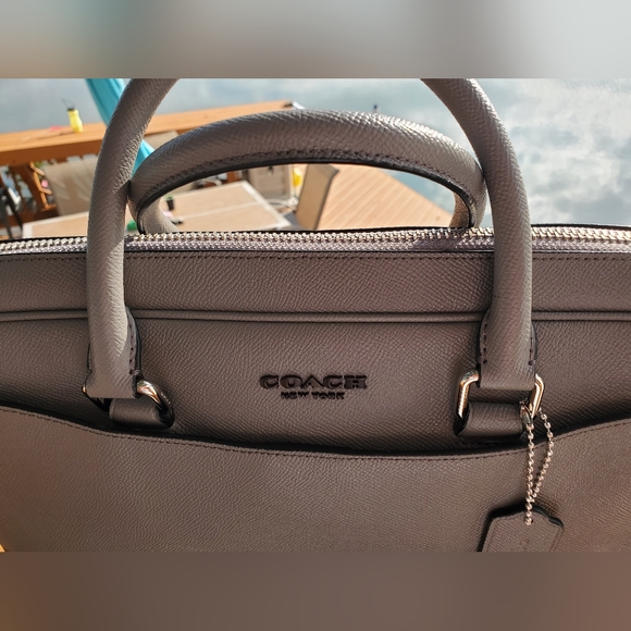 COACH BECKETT SLIM BRIEF LAPTOP CROSSGRAIN BAG - Picture 11 of 13